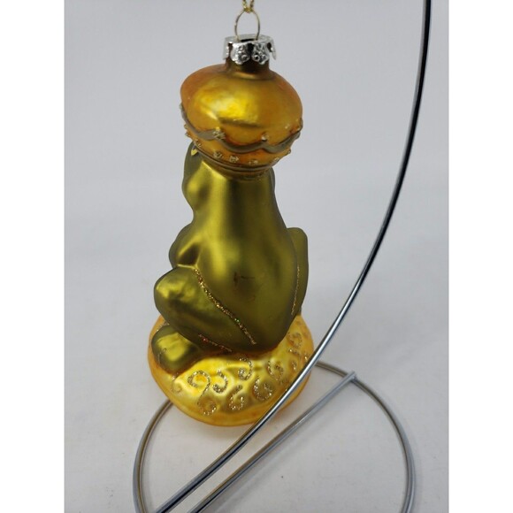 Blown Glass Frog Prince King Christmas Ornament from Fairy Tales Green Gold READ - Picture 10 of 16